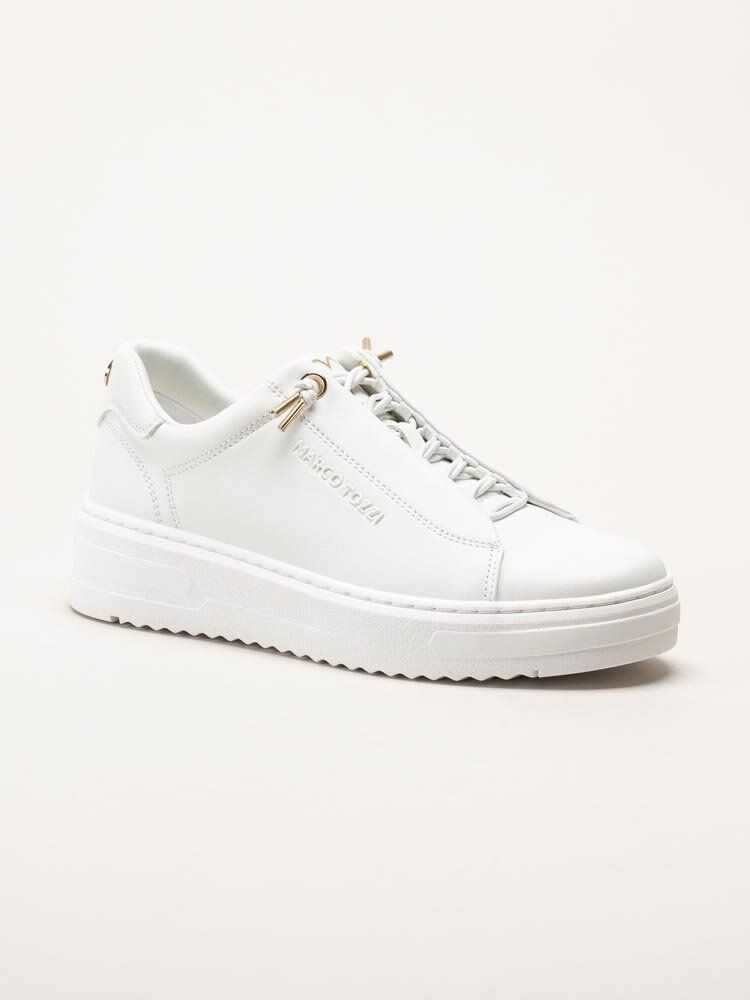 Marco Tozzi - Vita sneakers med gulddetaljer