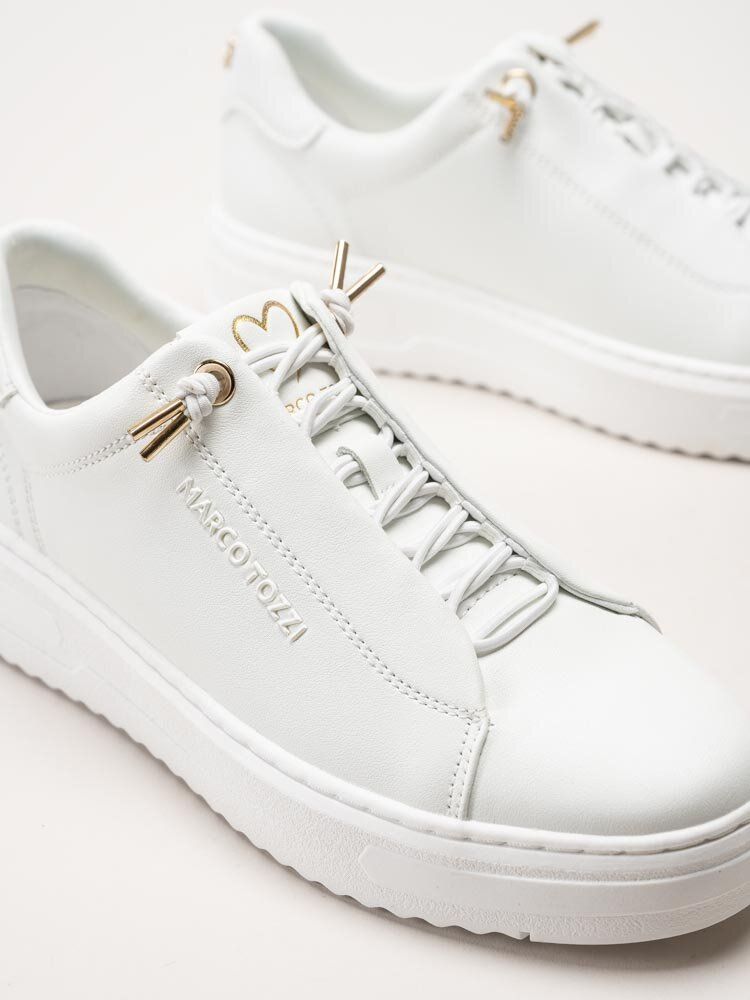 Marco Tozzi - Vita sneakers med gulddetaljer