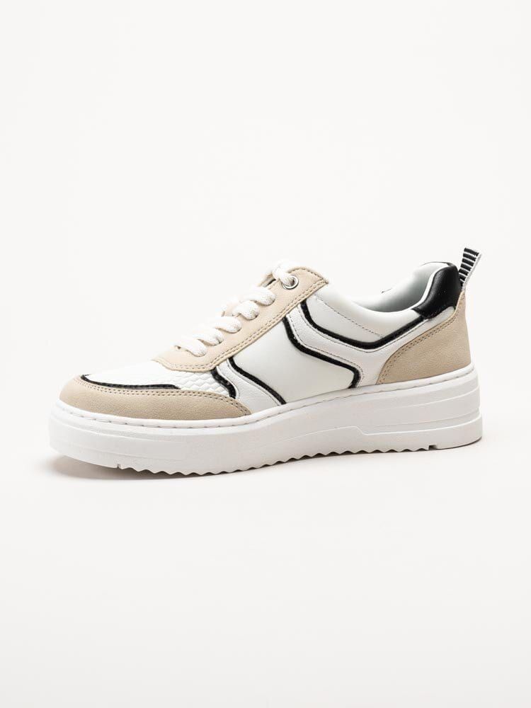 Marco Tozzi - Vita sneakers med beige detaljer