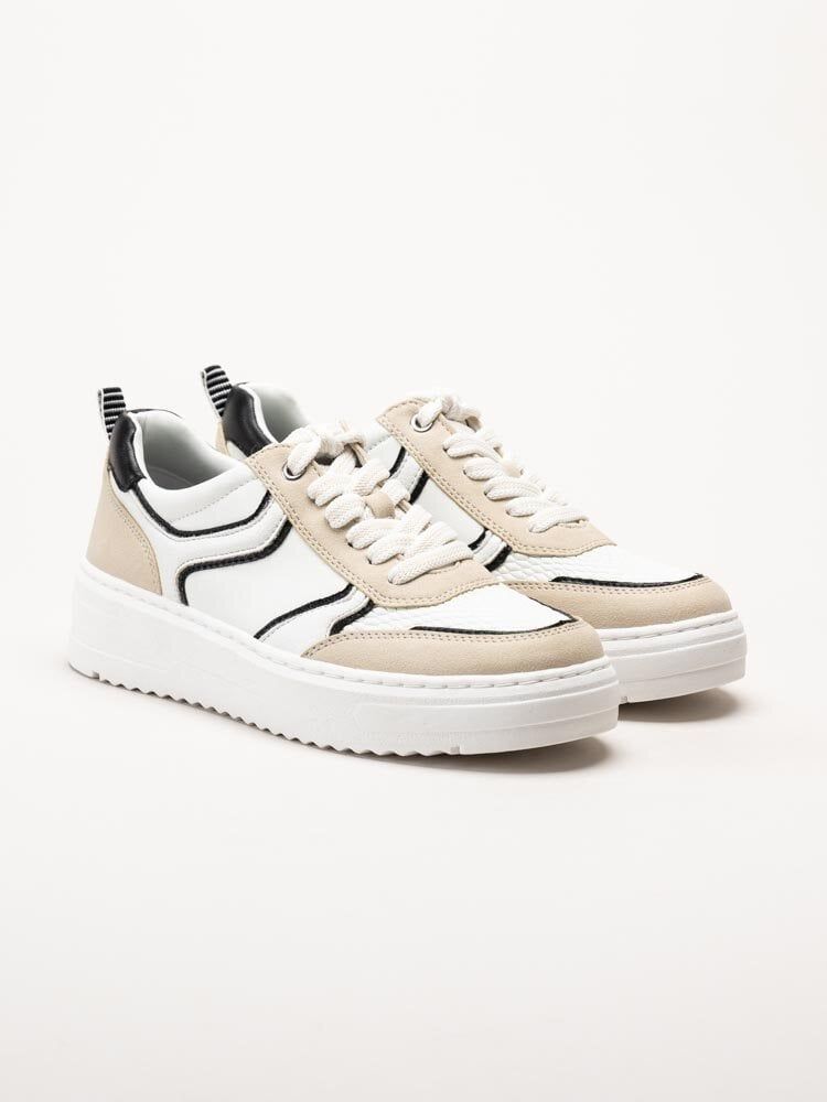 Marco Tozzi - Vita sneakers med beige detaljer