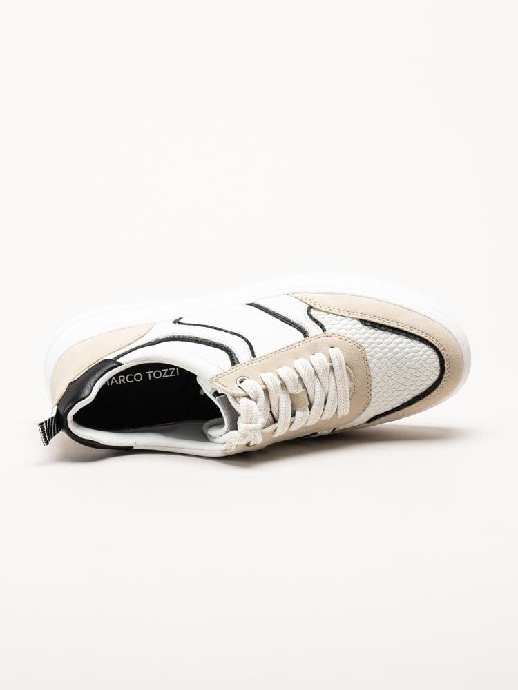 Marco Tozzi - Vita sneakers med beige detaljer