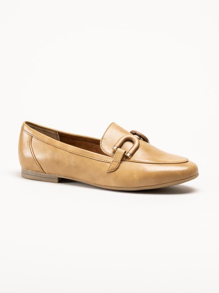 Marco Tozzi - Ljusbruna loafers i skinnimitation