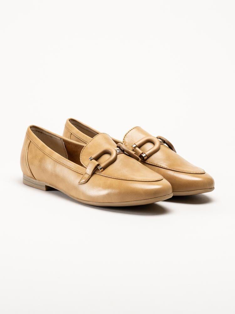 Marco Tozzi - Ljusbruna loafers i skinnimitation