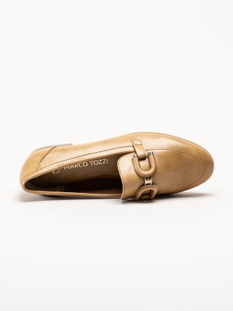 Marco Tozzi - Ljusbruna loafers i skinnimitation