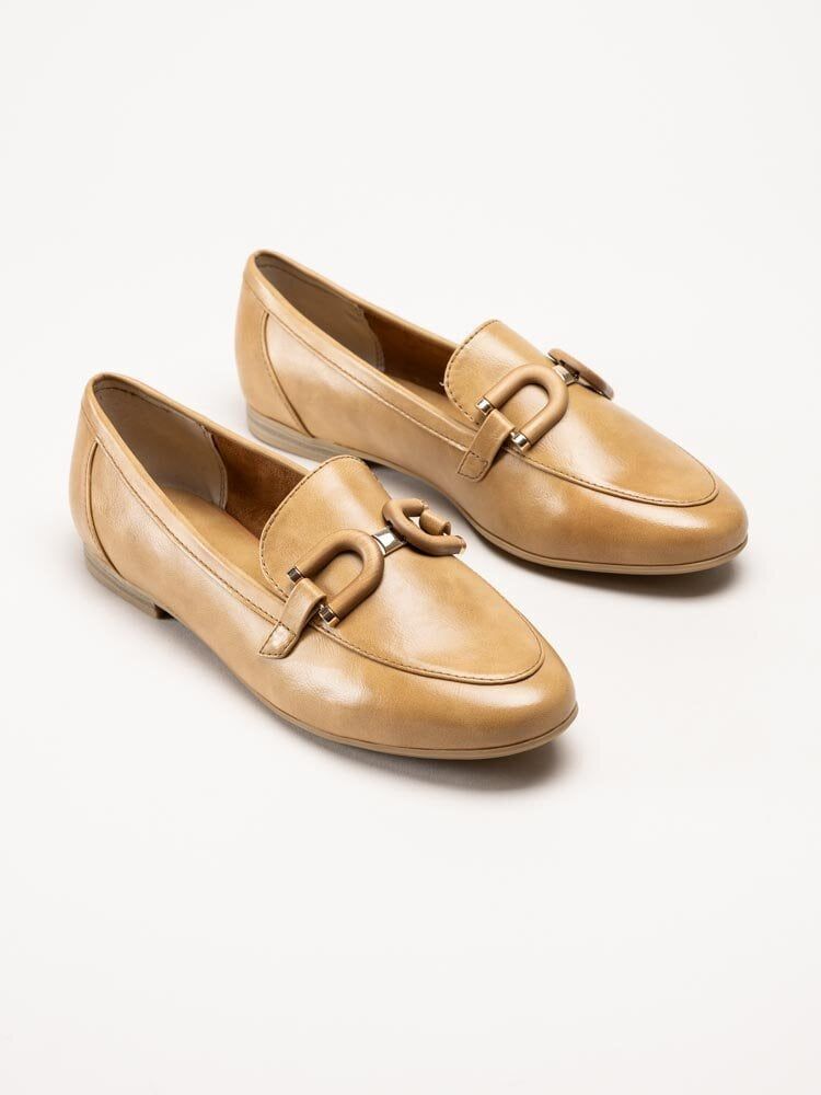 Marco Tozzi - Ljusbruna loafers i skinnimitation