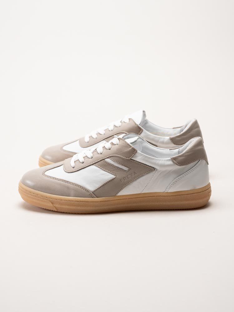 Andrea Conti - Vit beige sneakers i skinn