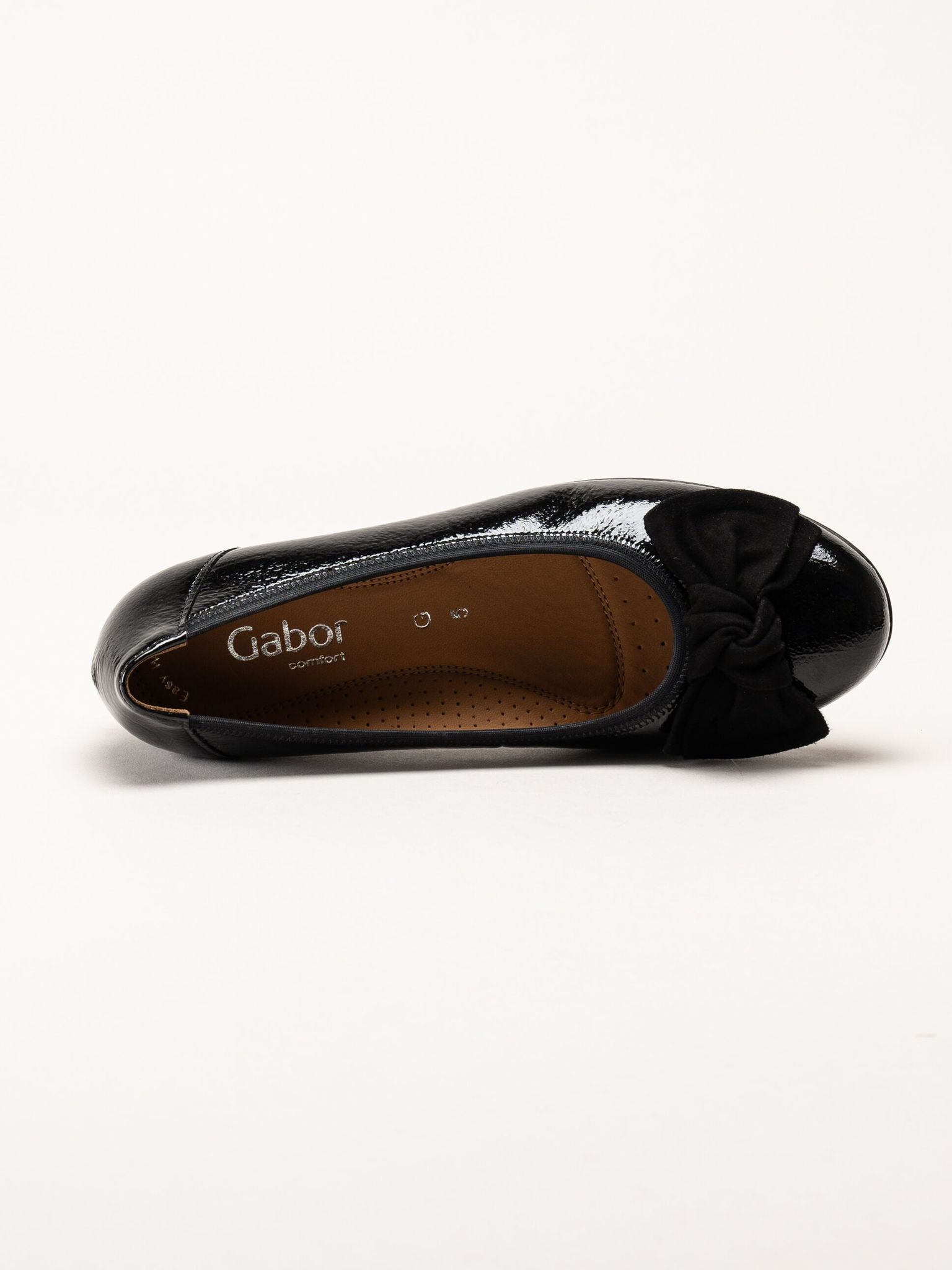 Gabor - Svarta ballerinaskor i lackskinn
