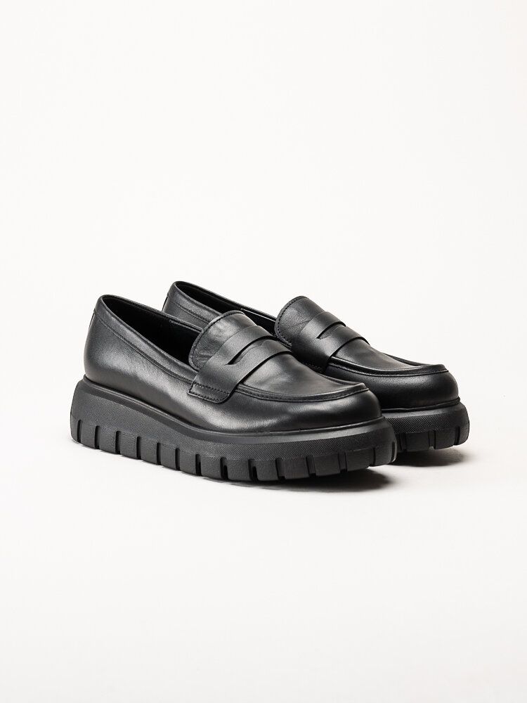 Gabor - Svarta platåloafers i skinn