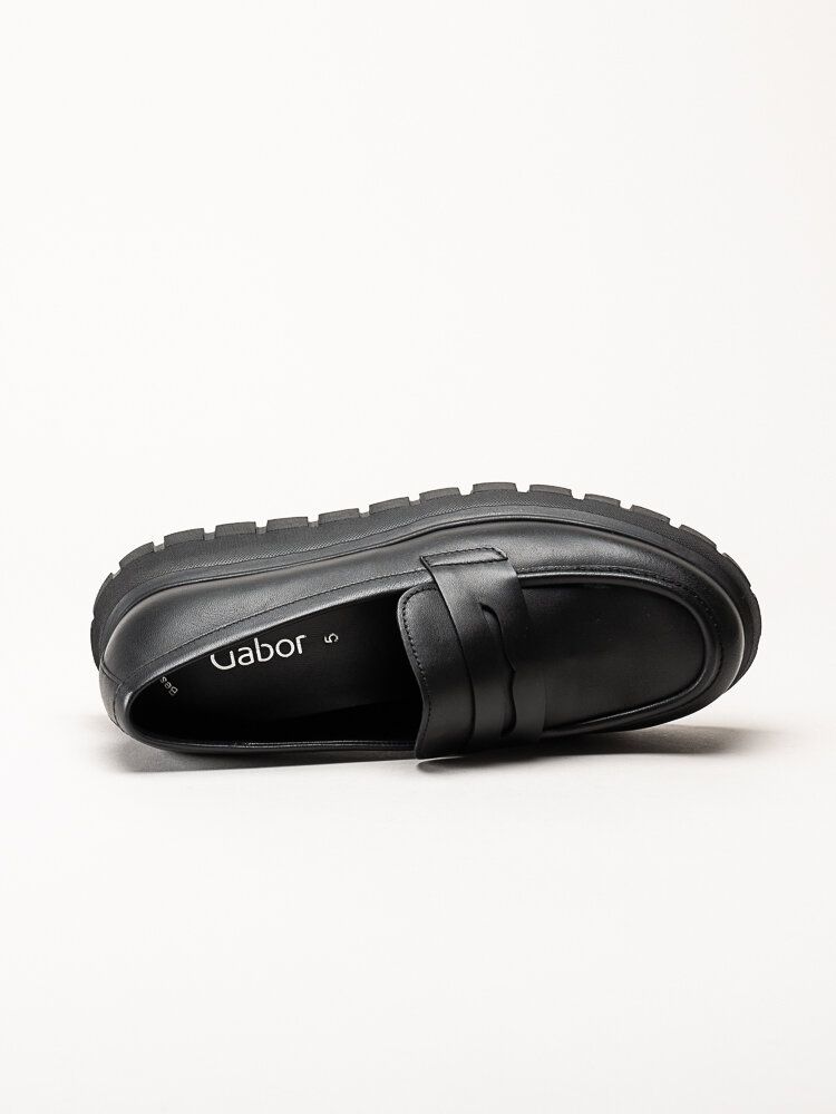 Gabor - Svarta platåloafers i skinn
