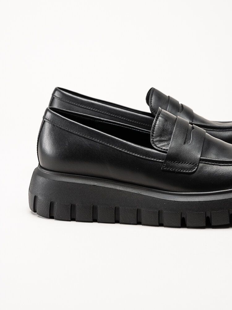 Gabor - Svarta platåloafers i skinn
