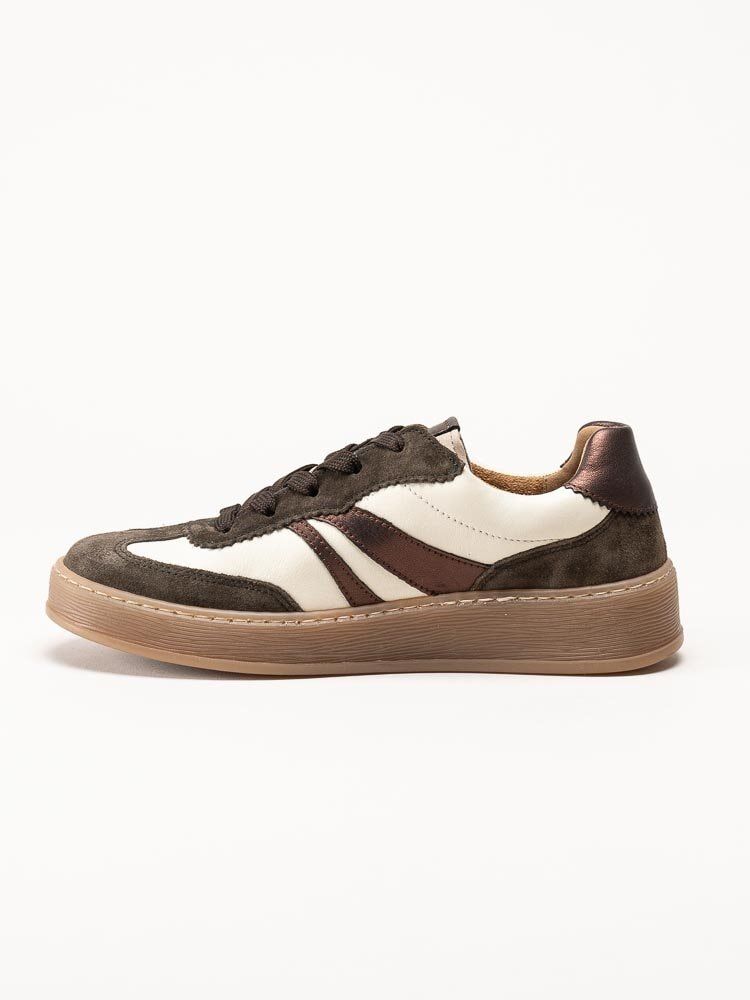 Gabor - Vitbruna sneakers i skinn och mocka