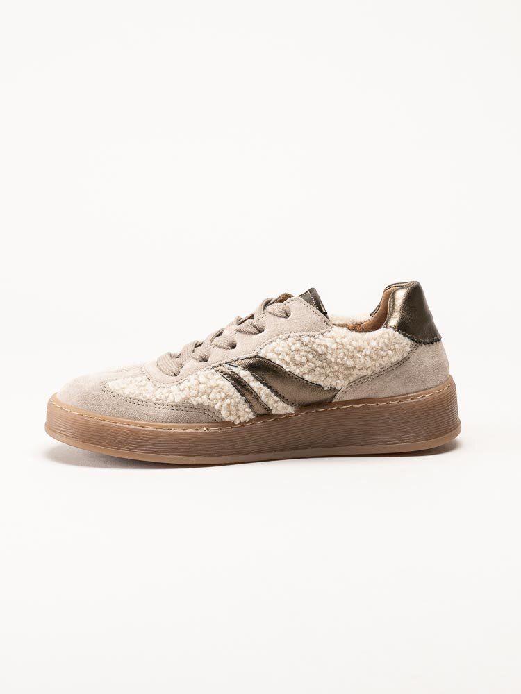 Gabor - Beige sneakers i mocka och teddy