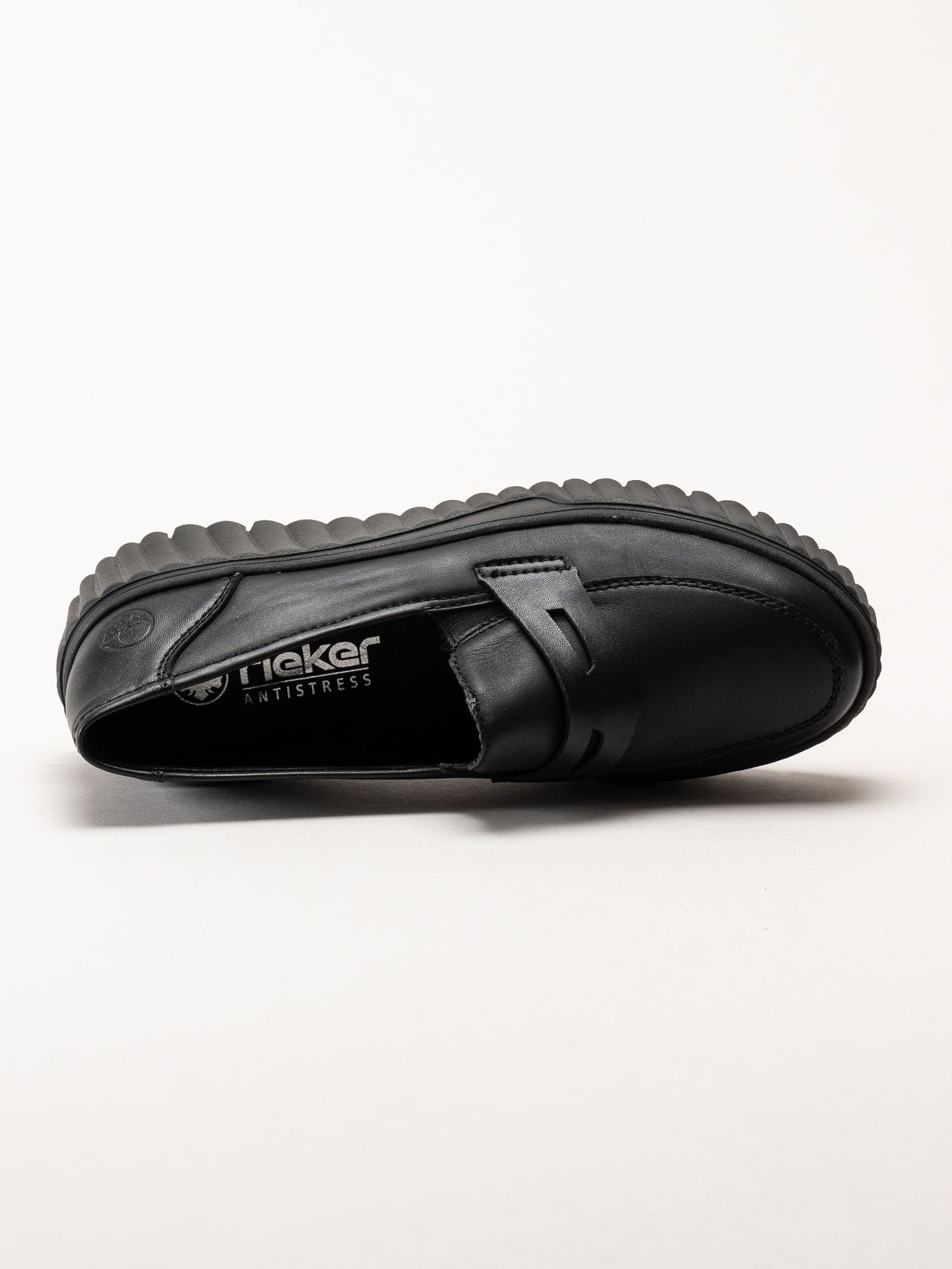 Rieker - Svarta loafers i skinn