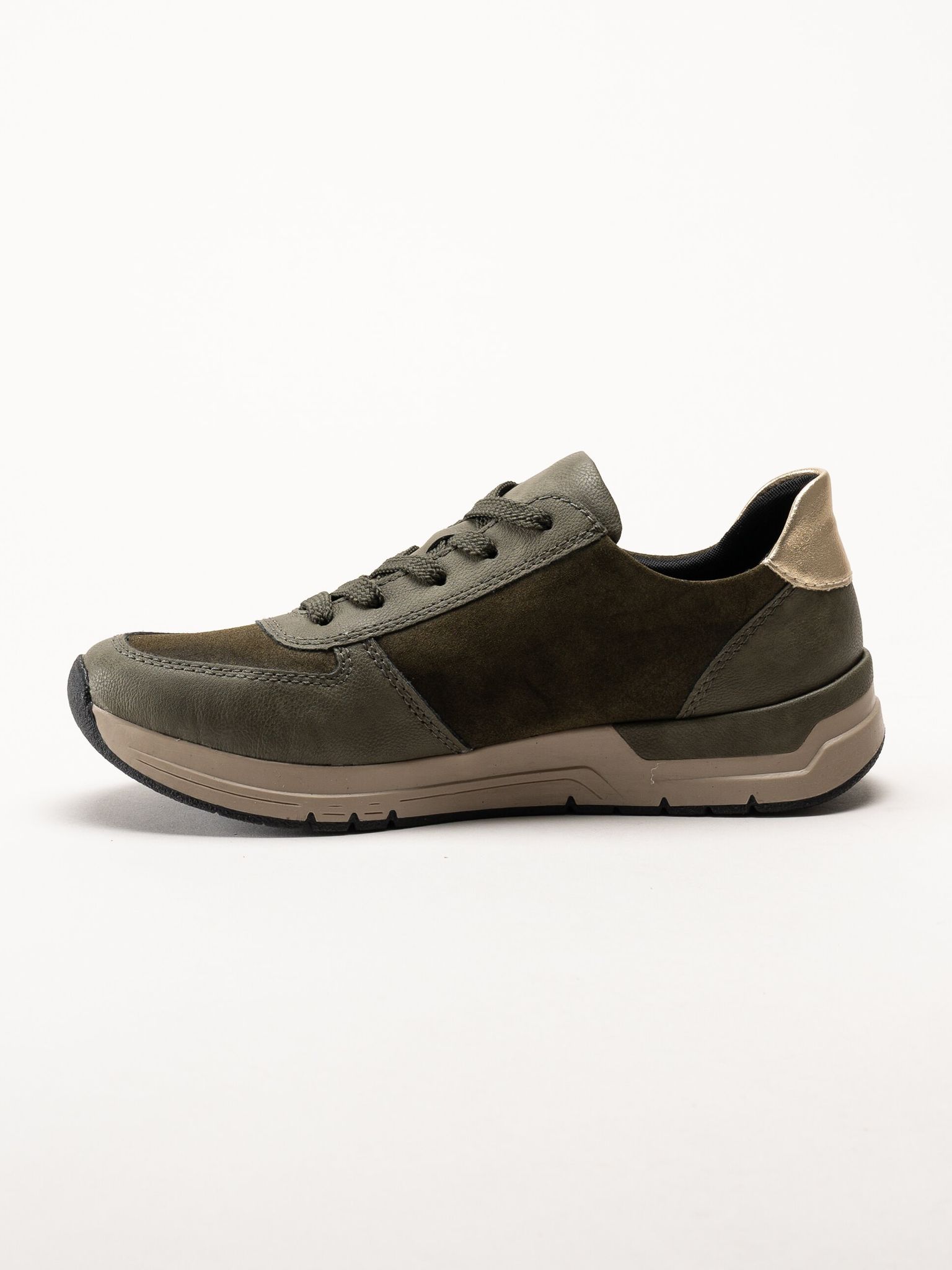 Rieker - Gröna sneakers med gulddetaljer