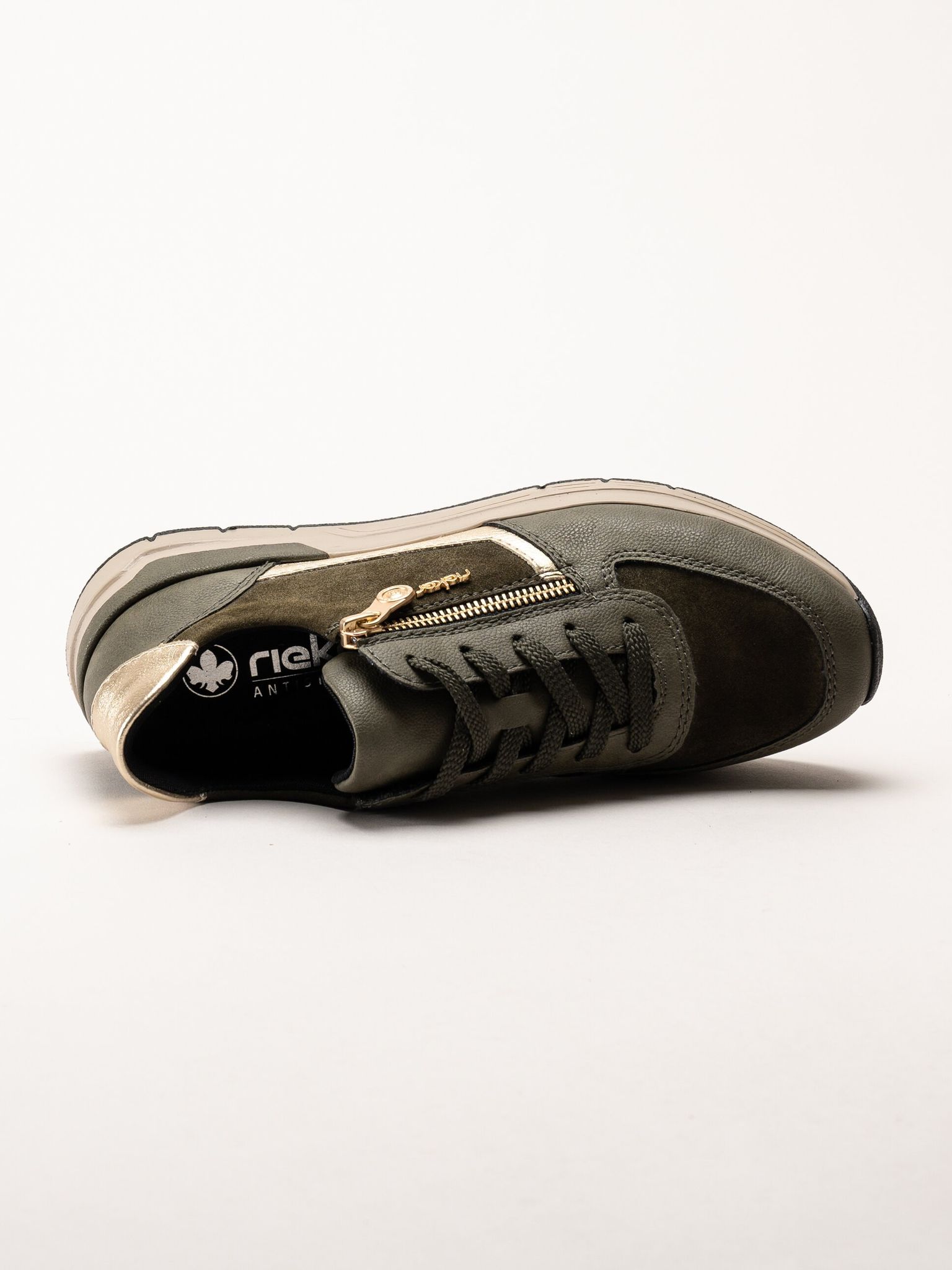 Rieker - Gröna sneakers med gulddetaljer