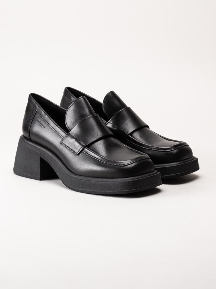Vagabond - Dorah - Svarta skinnloafers med klack