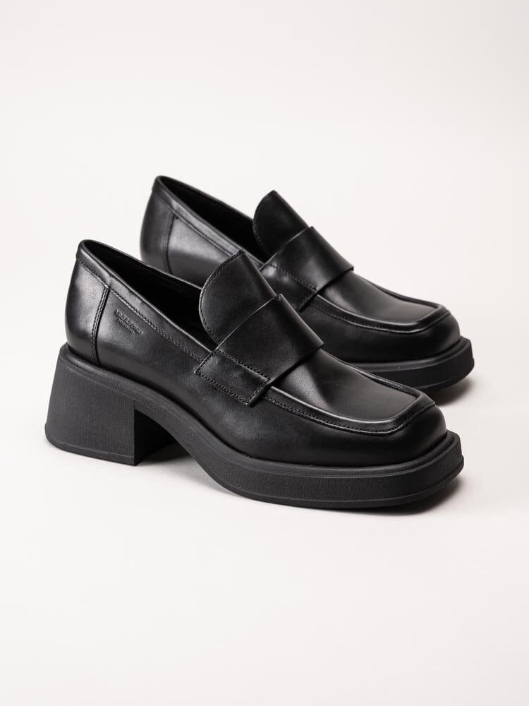 Vagabond - Dorah - Svarta skinnloafers med klack