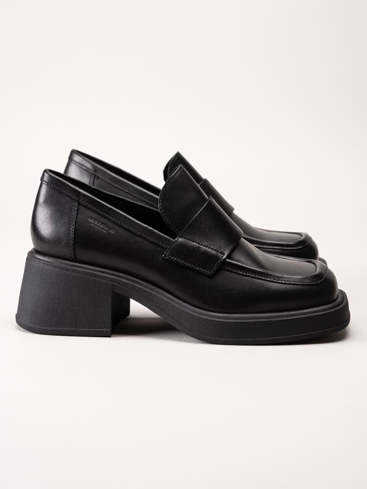 Vagabond - Dorah - Svarta skinnloafers med klack