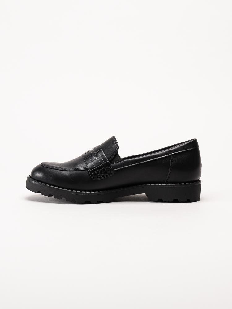 Tamaris - Svarta loafers i mjuk skinnimitation