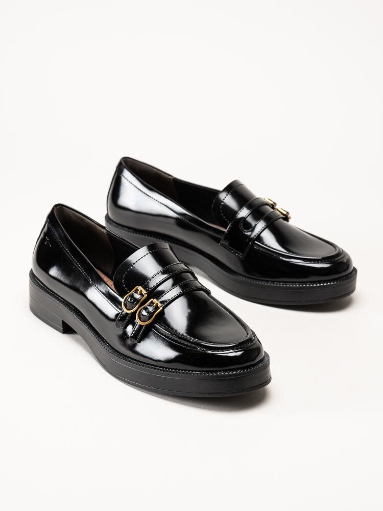 Svarta loafers i polidosyntet