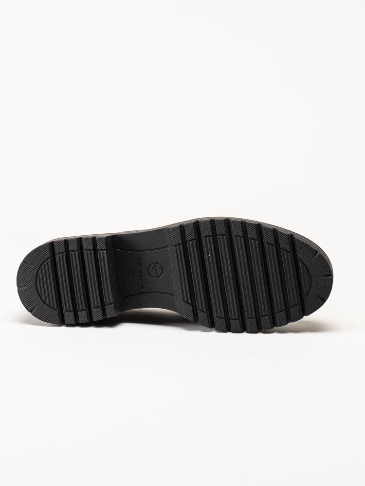 Tamaris - Mörkbruna loafers i skinn