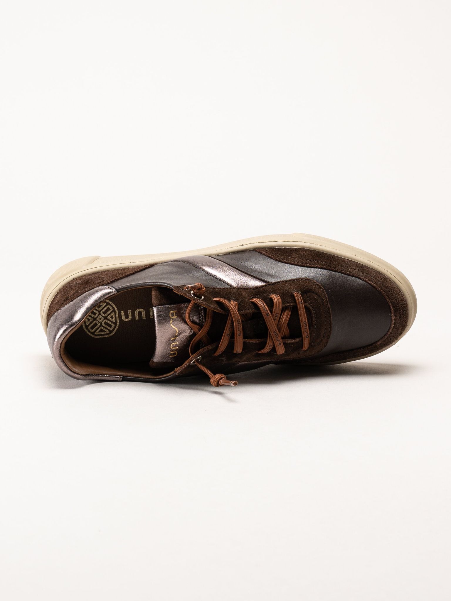 Unisa - Fidolo_Nf_BS - Bruna skinnsneakers med resårsnören