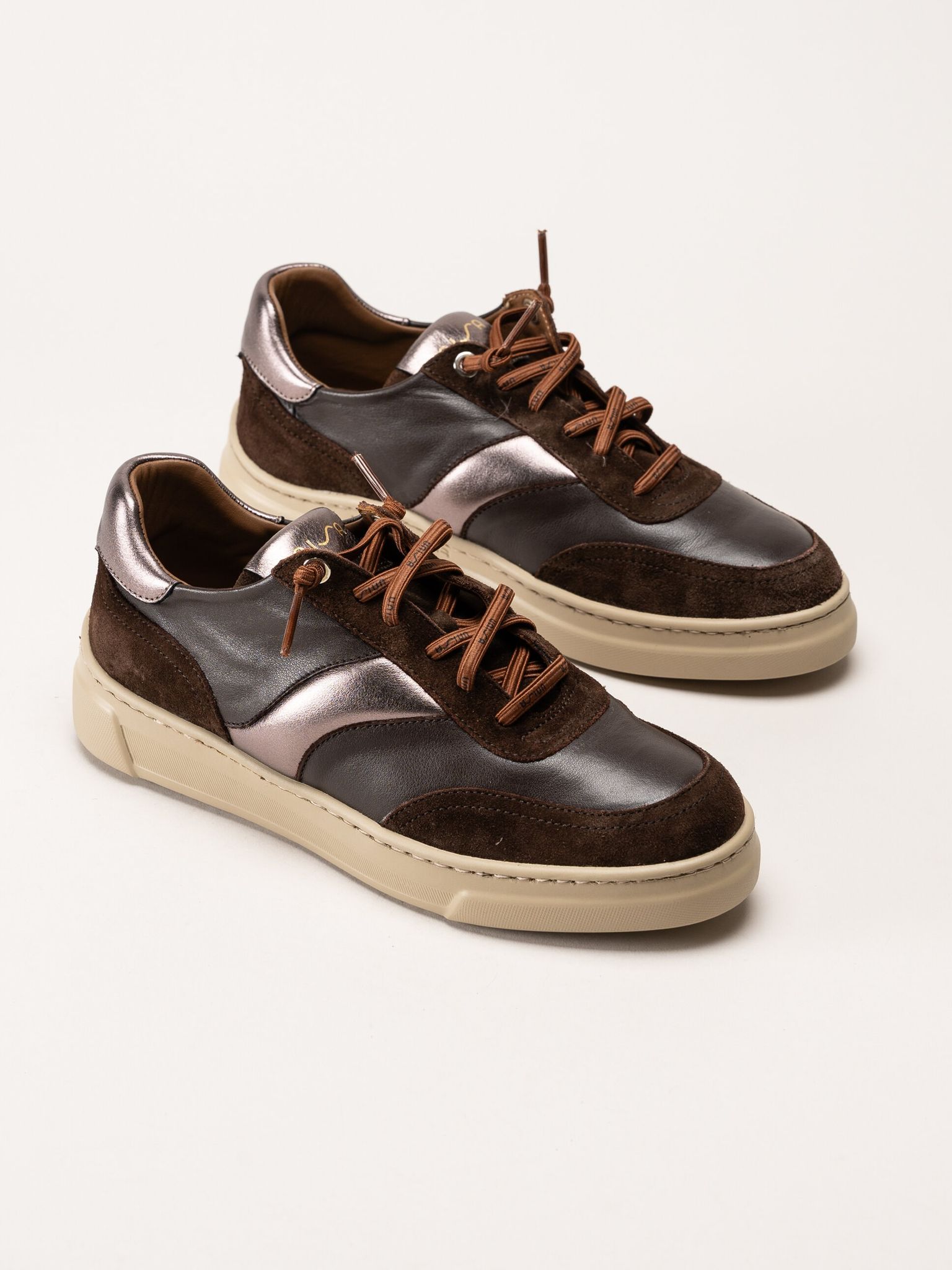 Unisa - Fidolo_Nf_BS - Bruna skinnsneakers med resårsnören