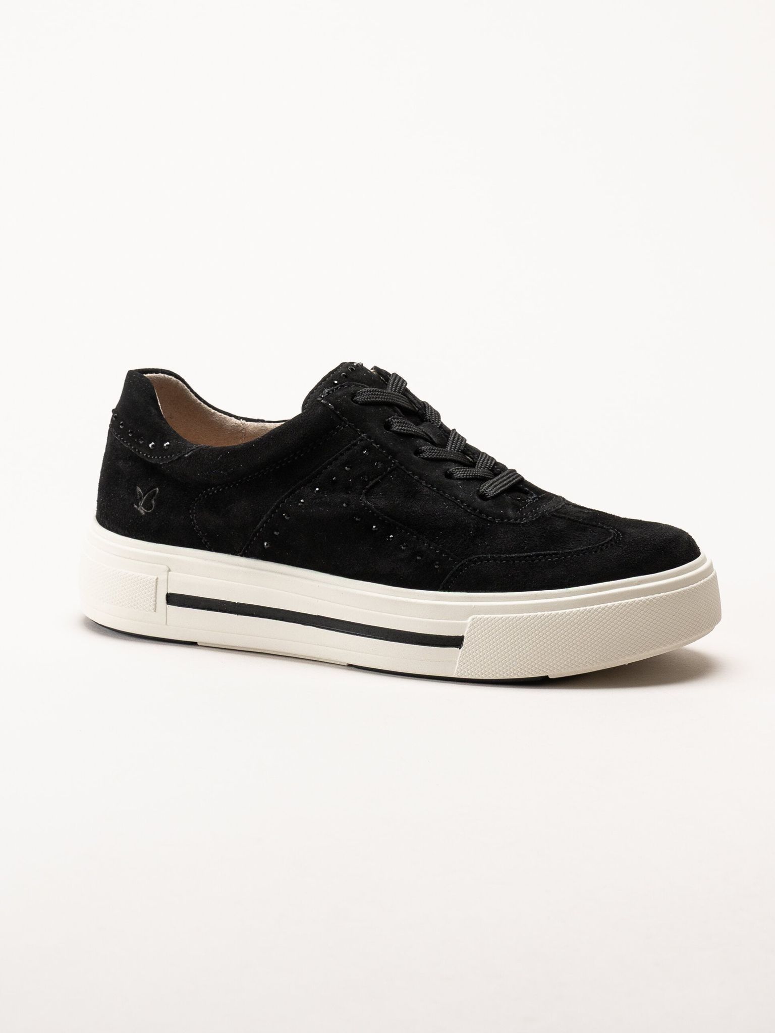 Caprice - Svarta sneakers i mocka