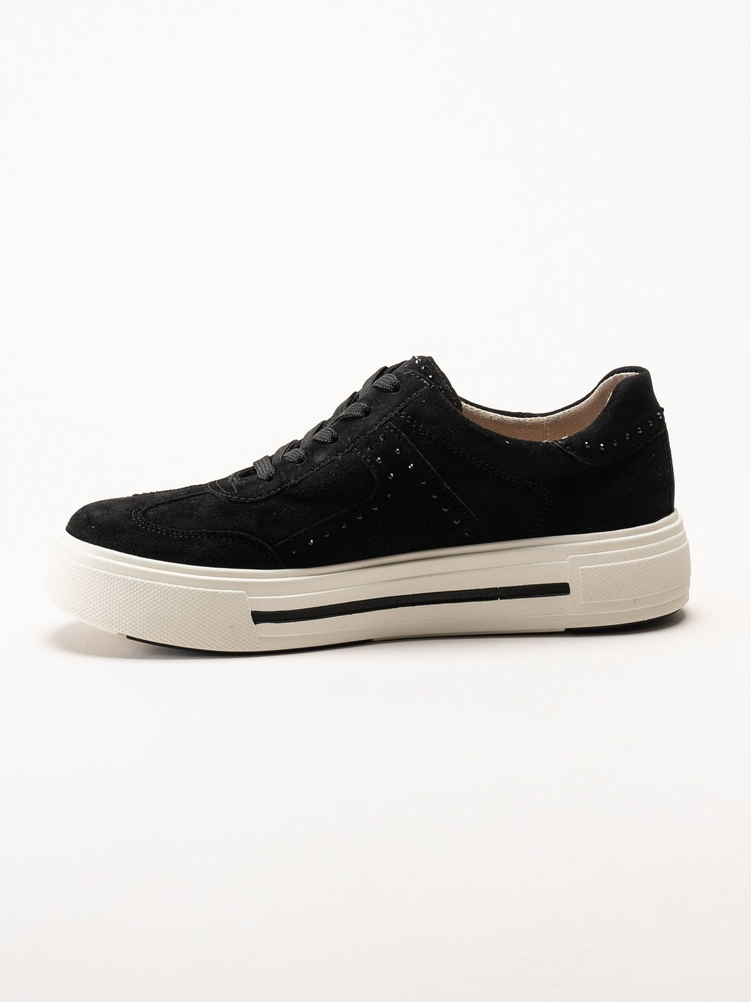 Caprice - Svarta sneakers i mocka