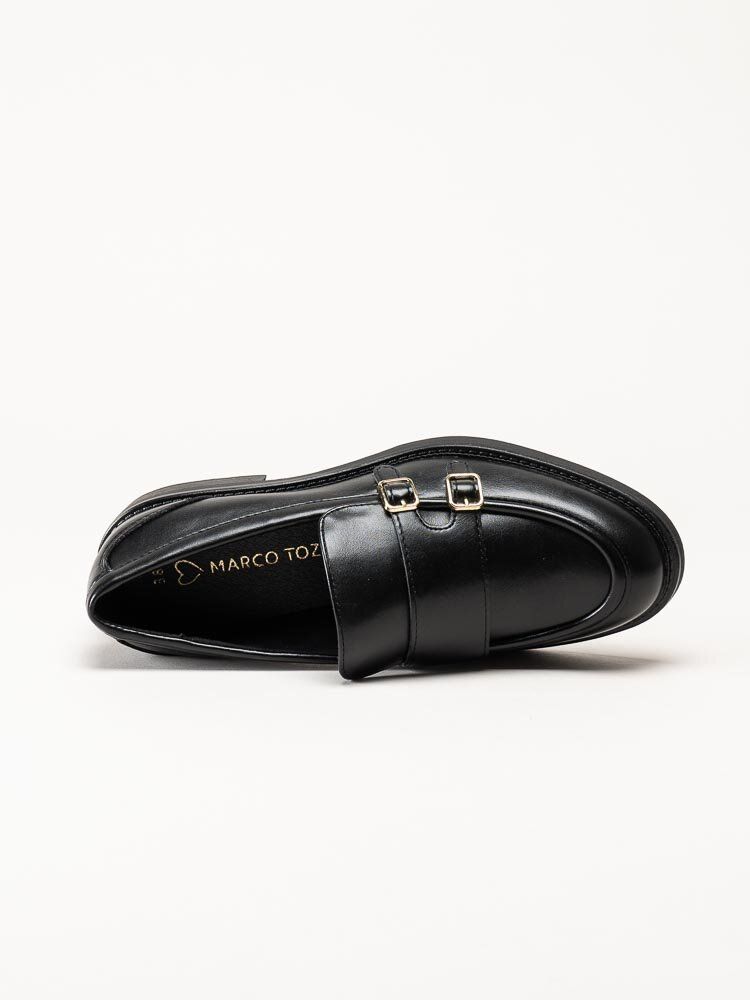 Marco Tozzi - Svarta loafers i skinnimitation