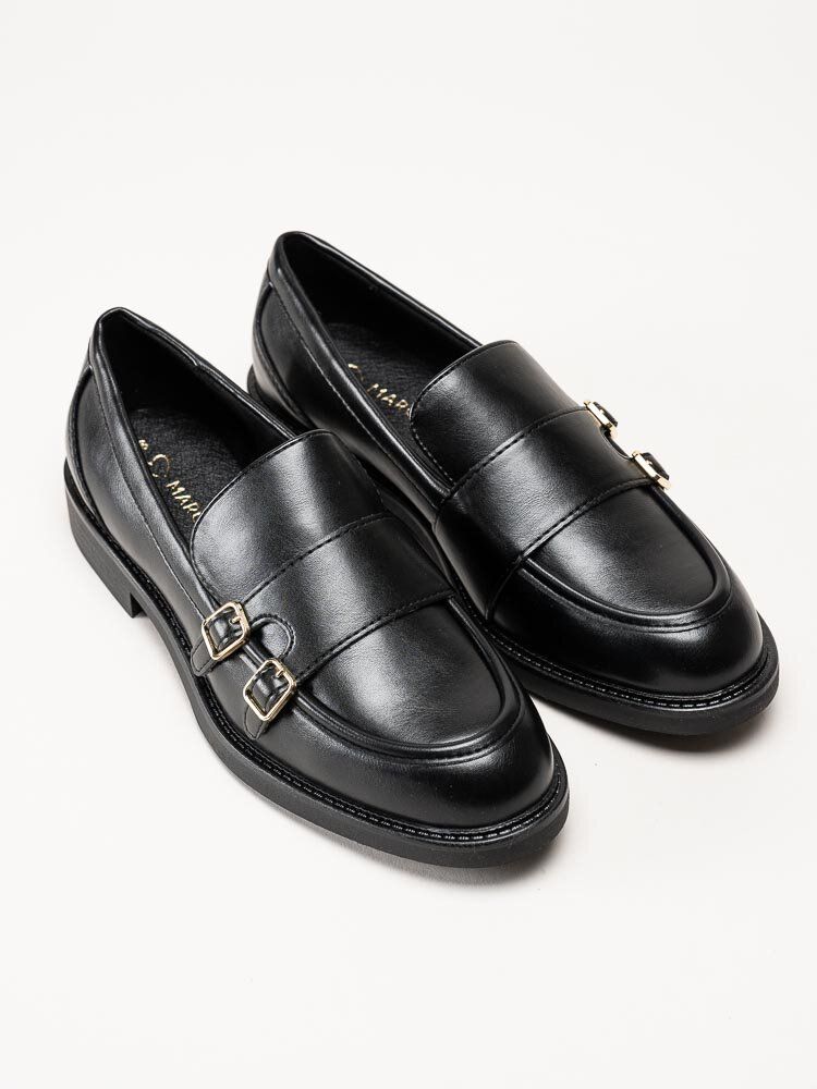 Marco Tozzi - Svarta loafers i skinnimitation