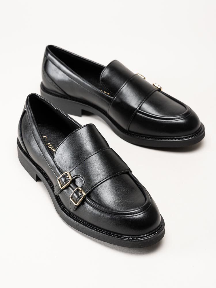 Marco Tozzi - Svarta loafers i skinnimitation