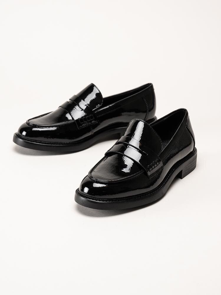 Marco Tozzi - Svarta loafers i syntetlack