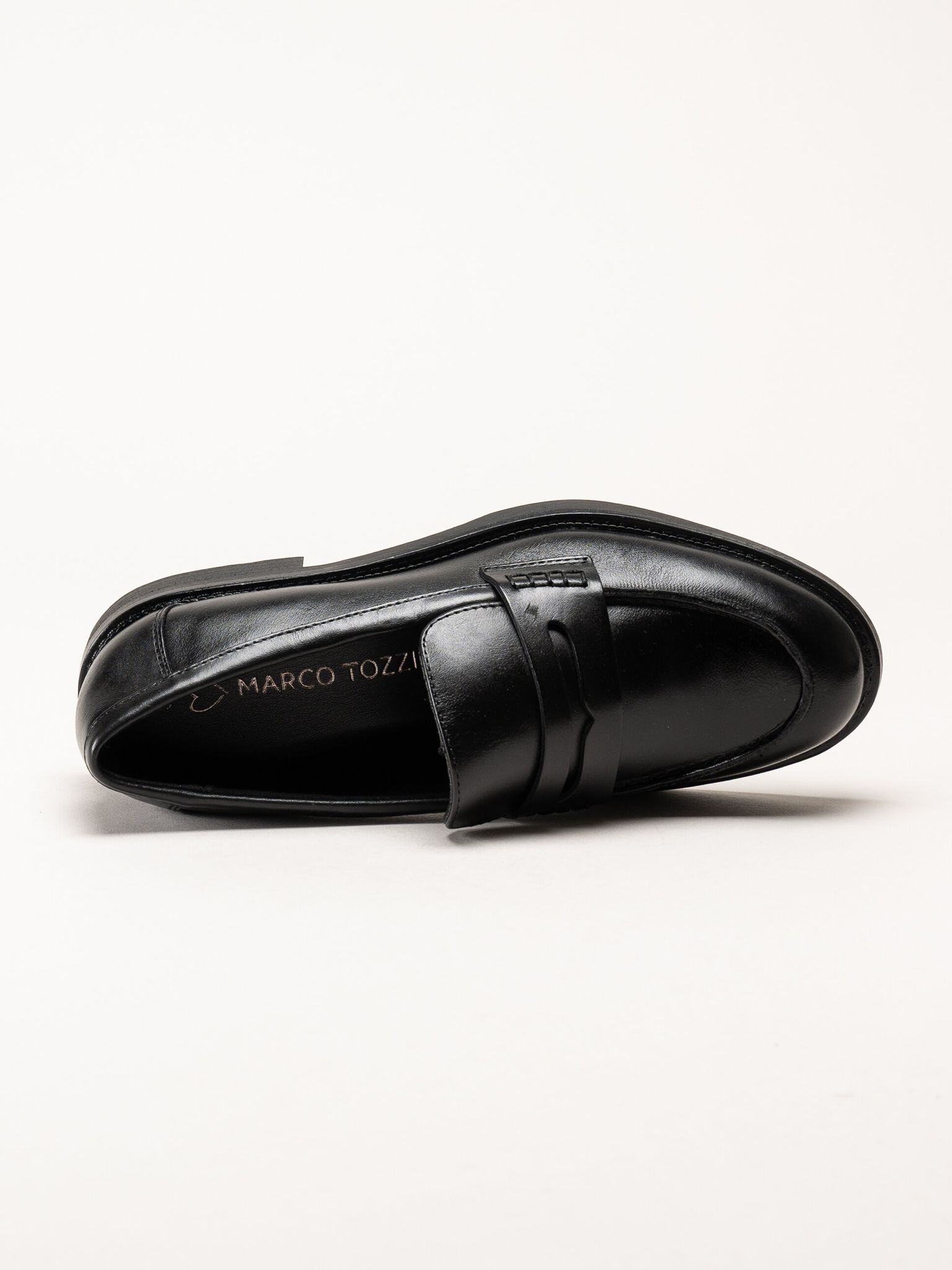 Marco Tozzi - Svarta loafers i skinn