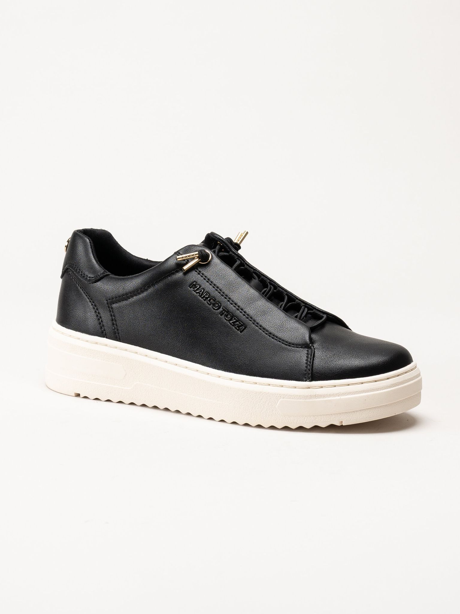 Marco Tozzi - Svarta sneakers i skinnimitation