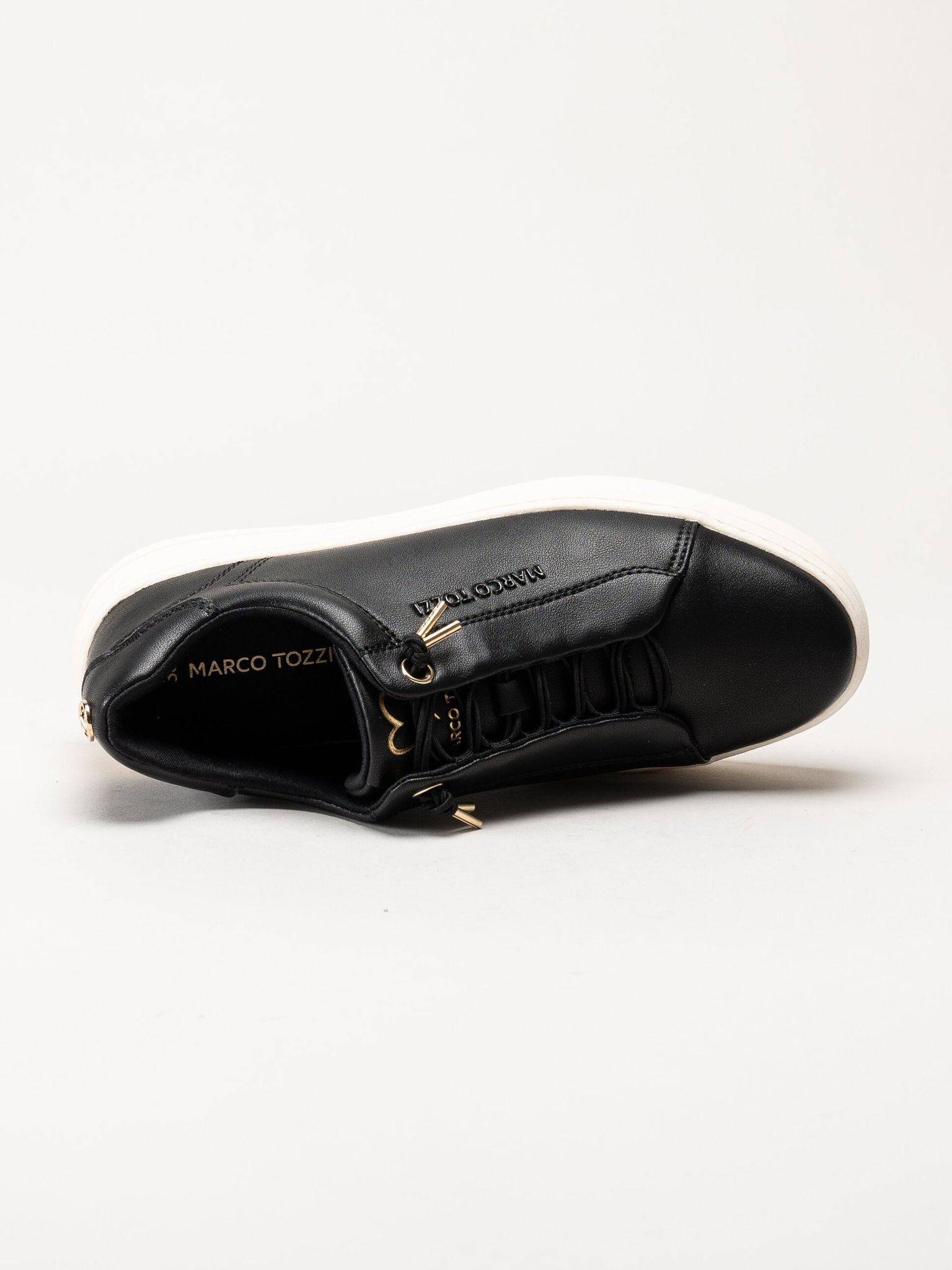 Marco Tozzi - Svarta sneakers i skinnimitation