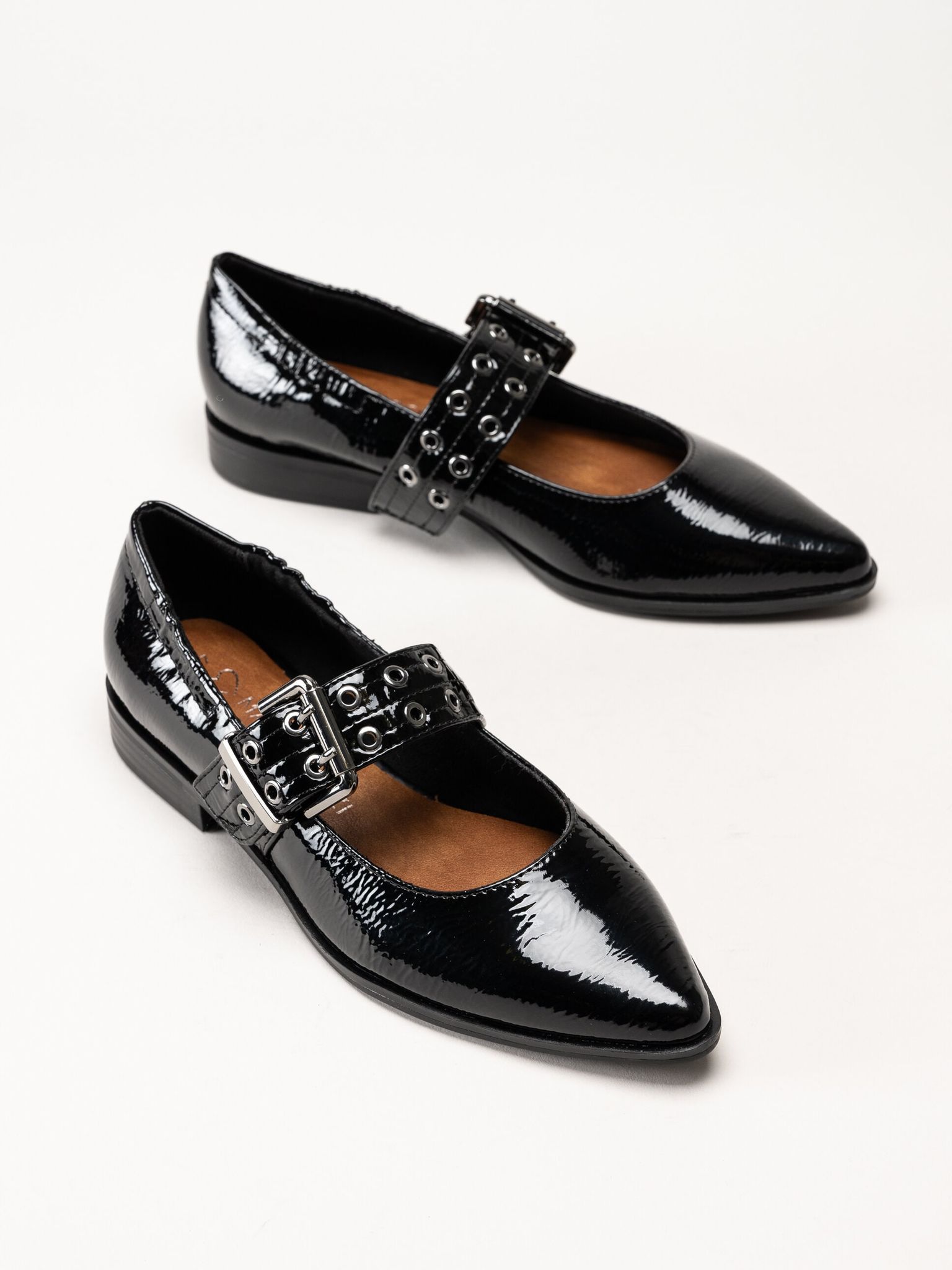 Marco Tozzi - Svarta ballerina i syntetlack