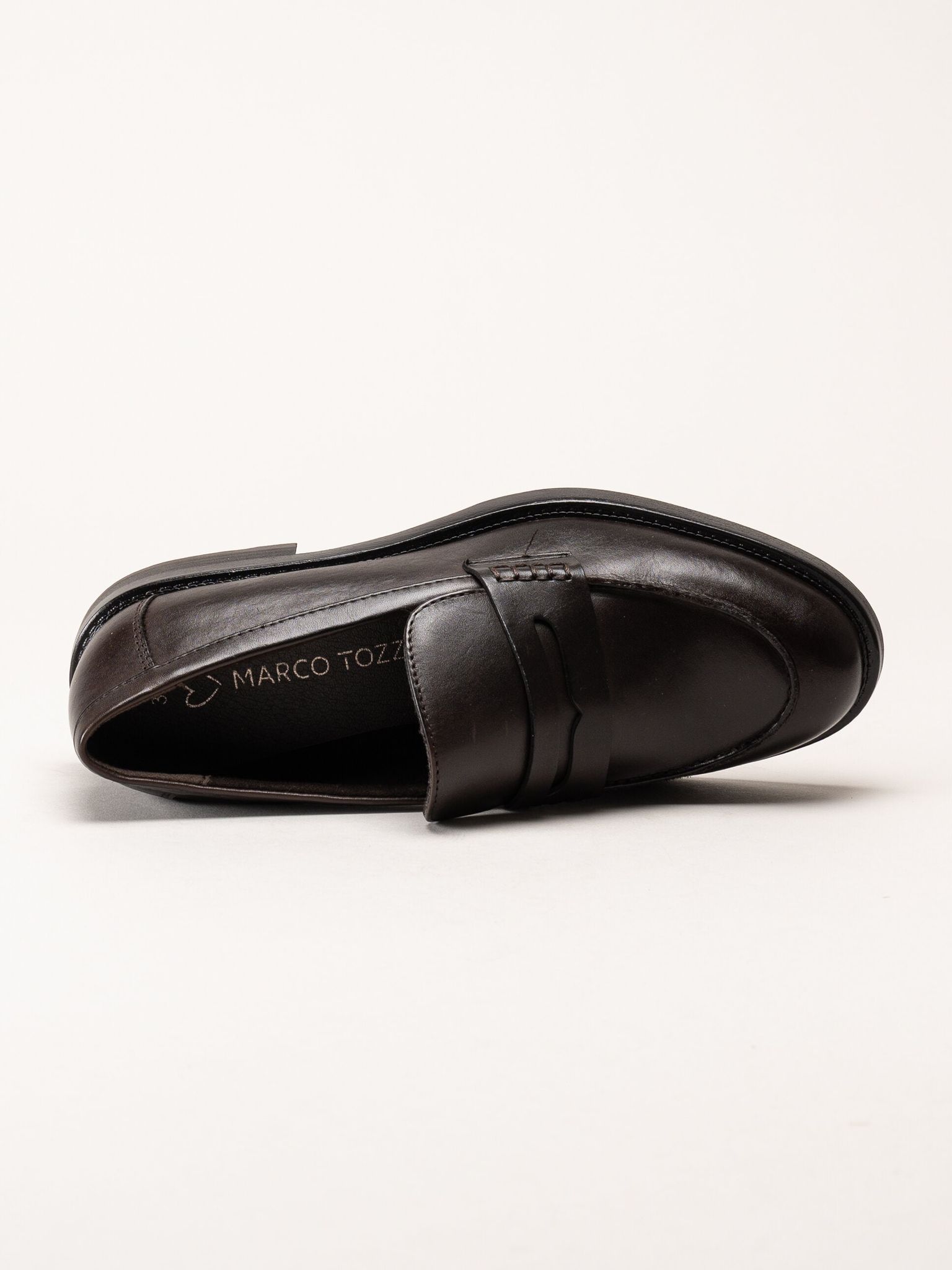 Marco Tozzi - Mörkbruna loafers i skinn