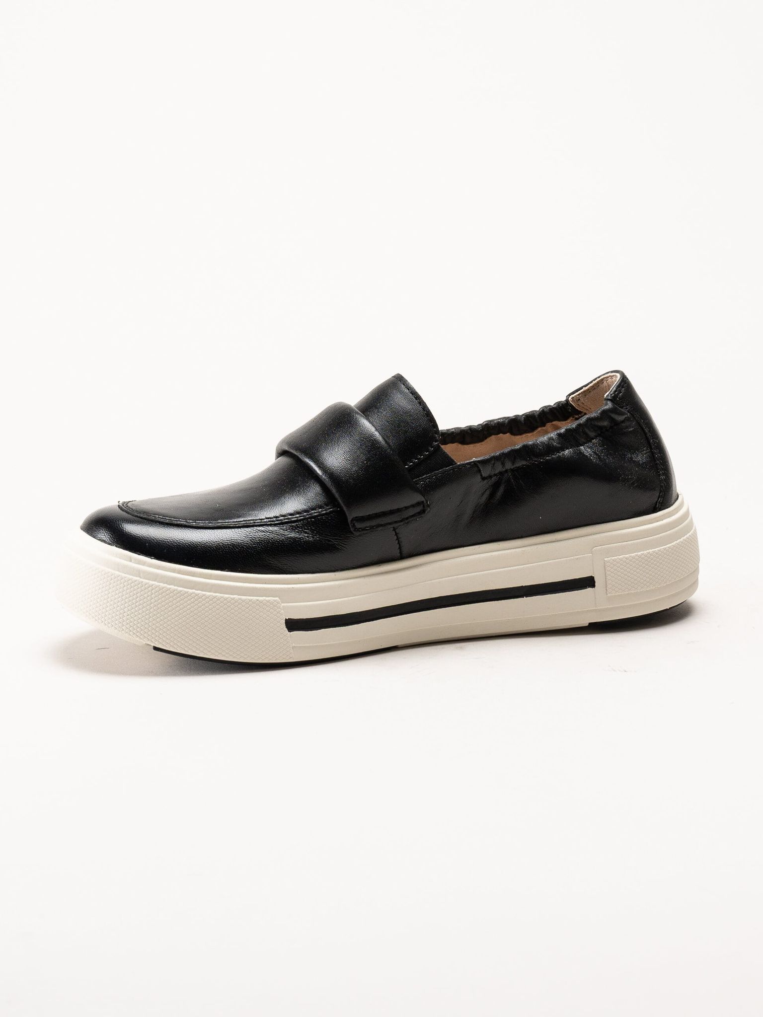 Caprice - Svarta loafers i skinn