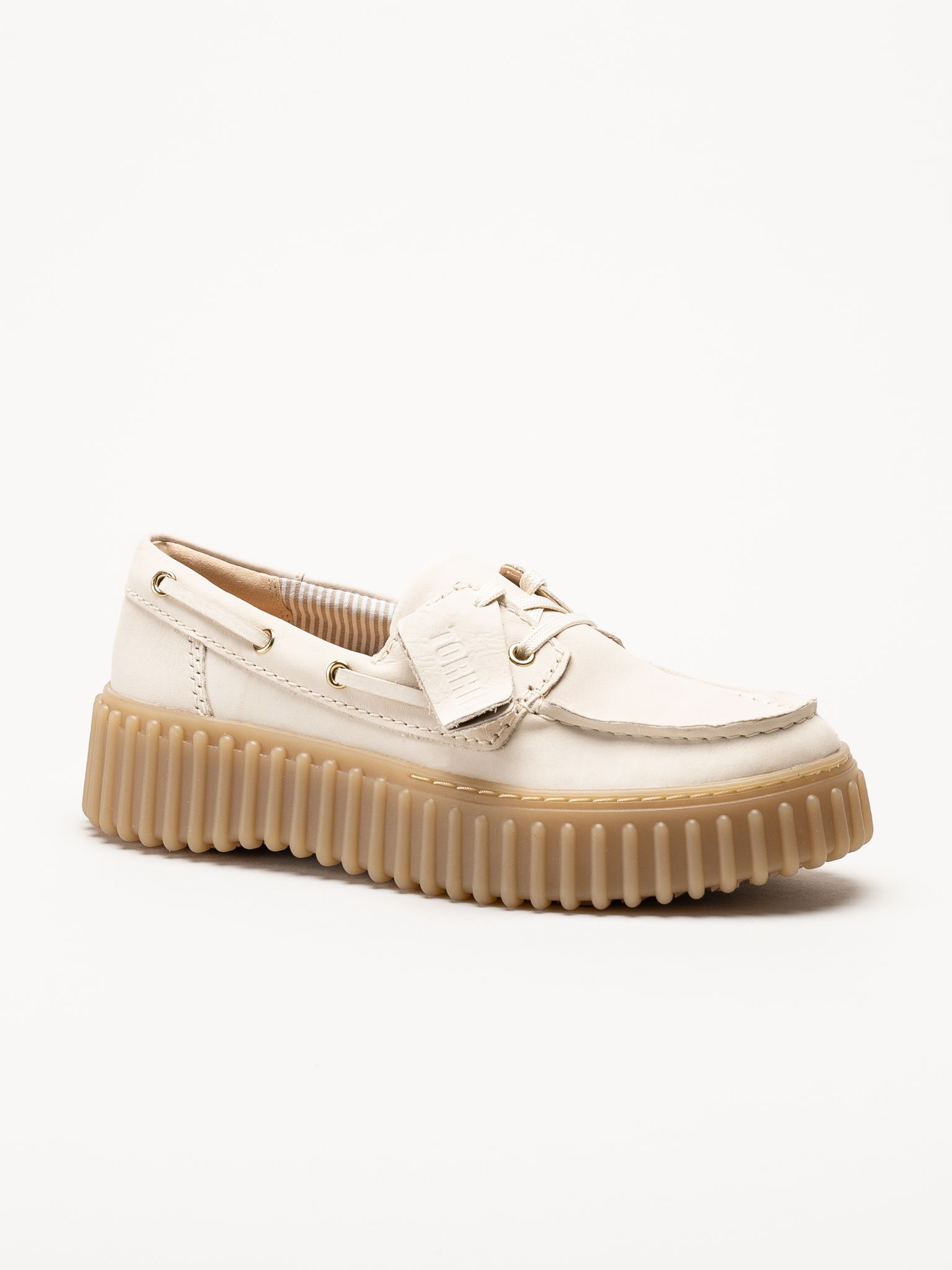 Clarks - Torhill Boat - Offwhite snörskor i nubuck