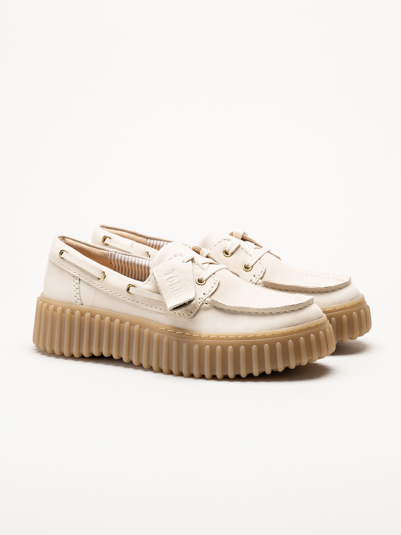 Clarks - Torhill Boat - Offwhite snörskor i nubuck