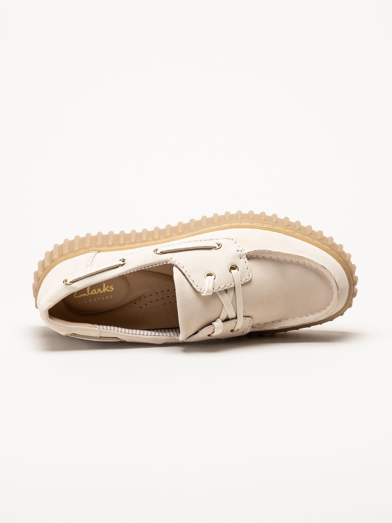 Clarks - Torhill Boat - Offwhite snörskor i nubuck