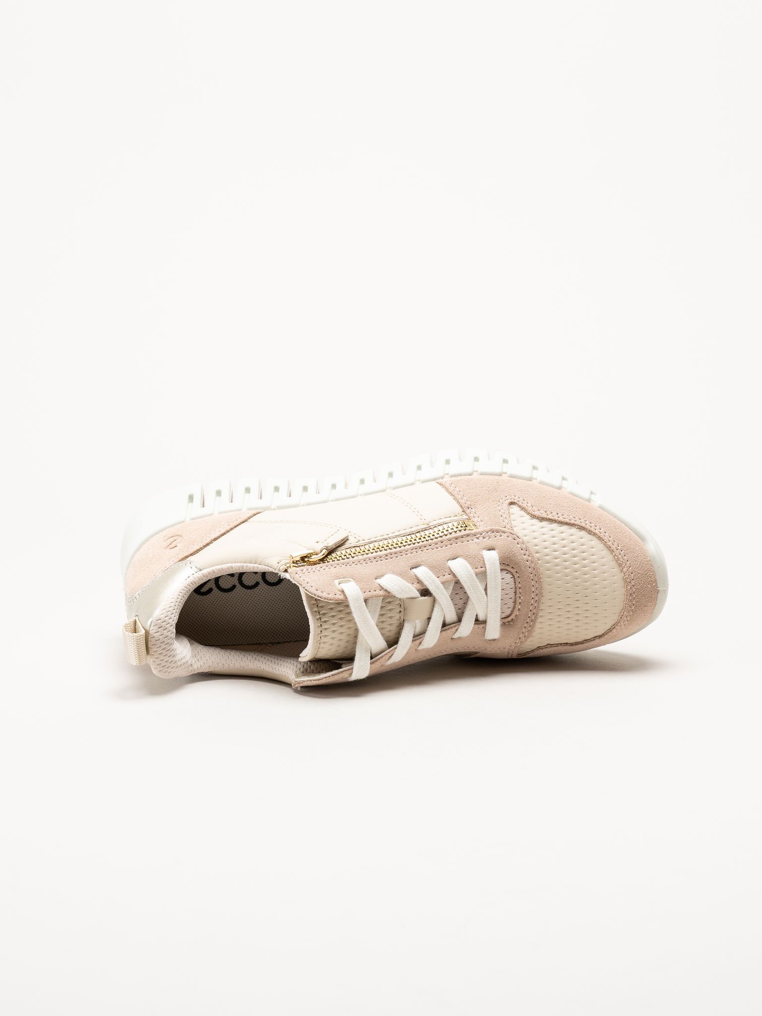 Ecco - Gruuv W Side Zip Lace - Ljusrosa sneakers i nubuck