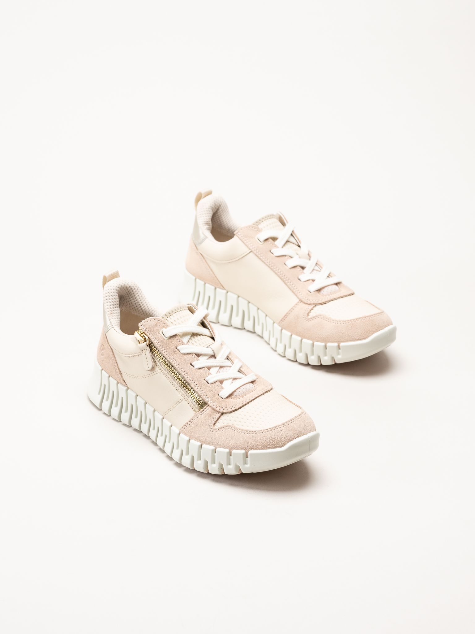 Ecco - Gruuv W Side Zip Lace - Ljusrosa sneakers i nubuck