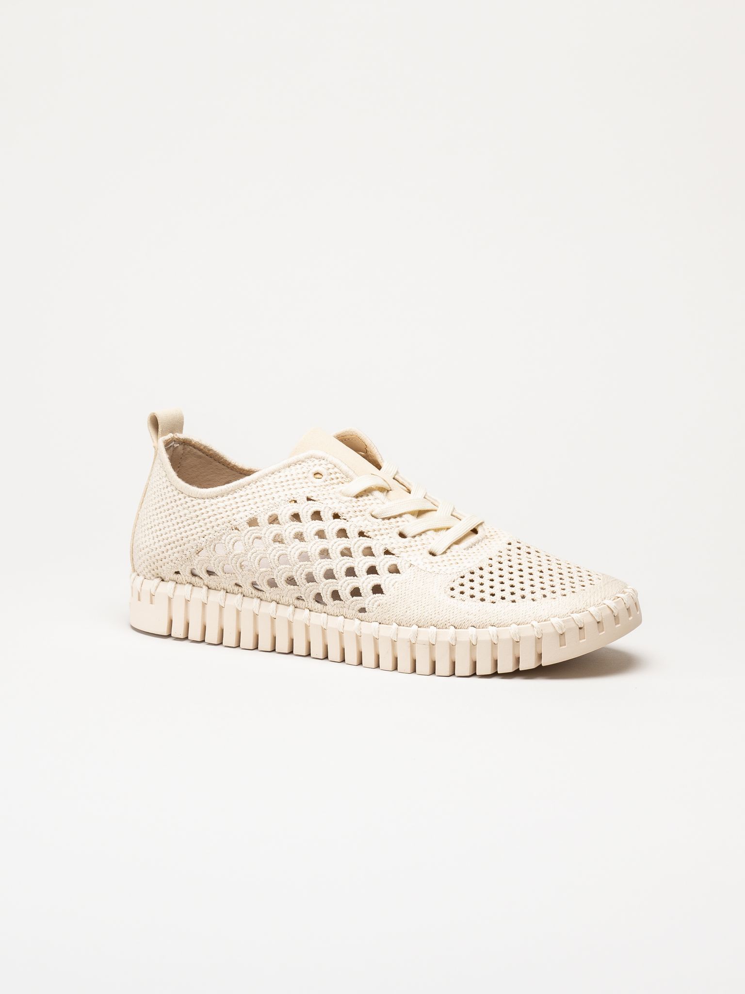 Ilse Jacobsen - Tulip Embroidery - Offwhite perforerade sneakers