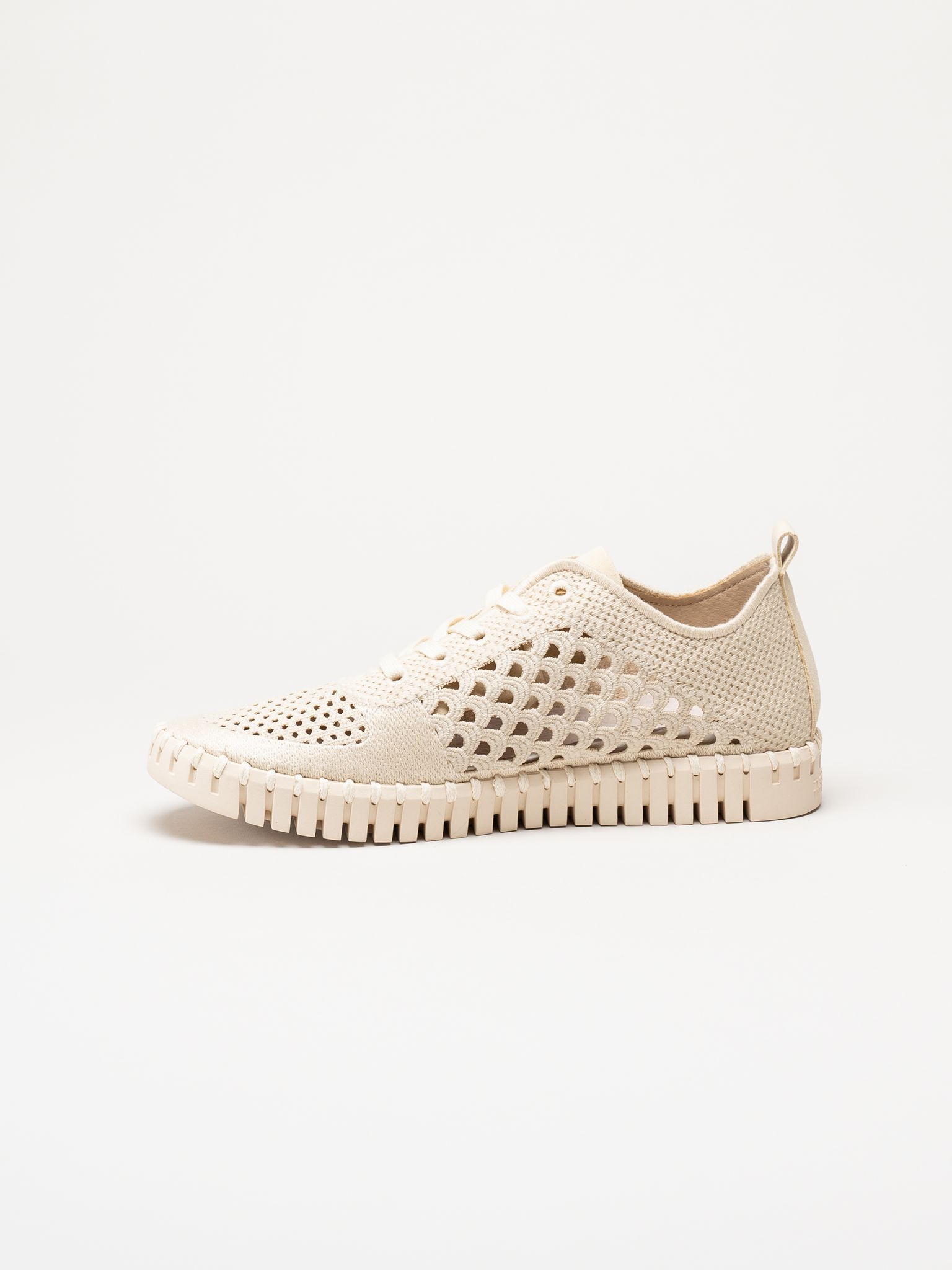 Ilse Jacobsen - Tulip Embroidery - Offwhite perforerade sneakers