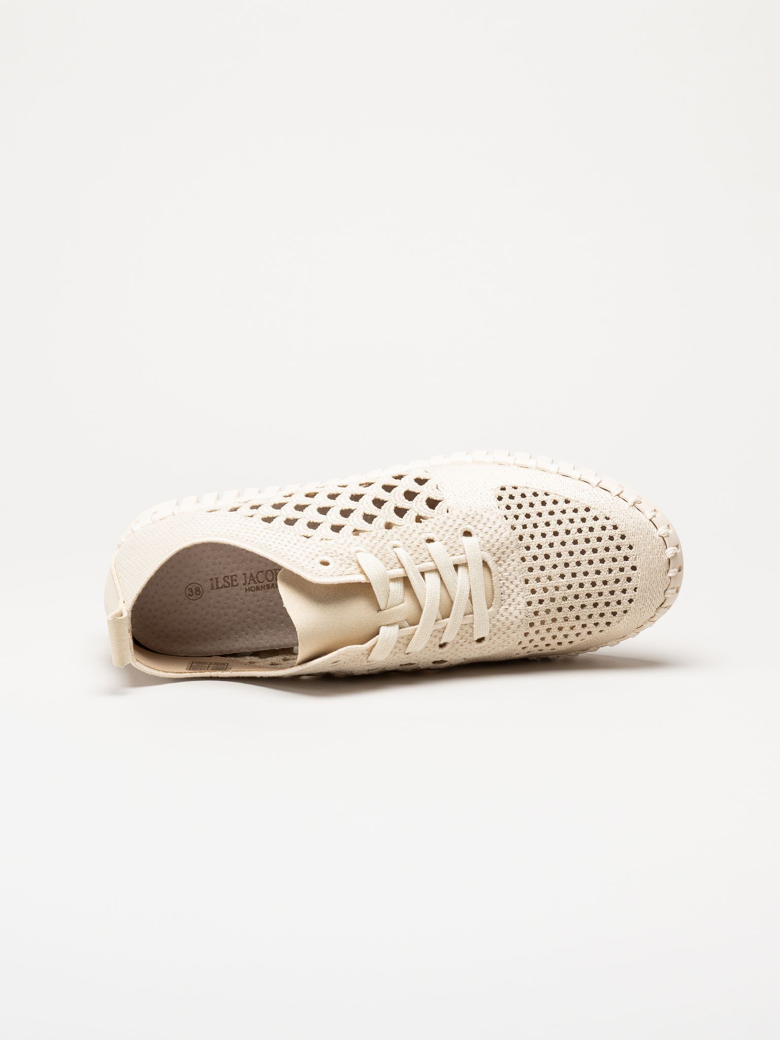 Ilse Jacobsen - Tulip Embroidery - Offwhite perforerade sneakers