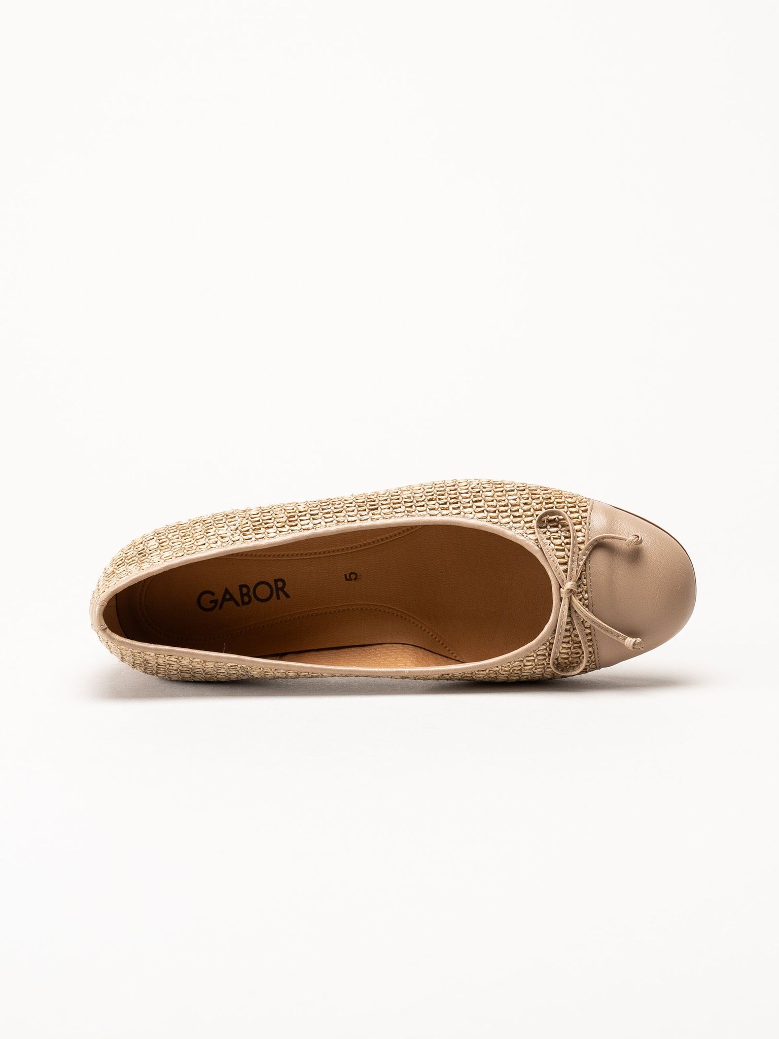 Gabor - Beige ballerinaskor i skinn