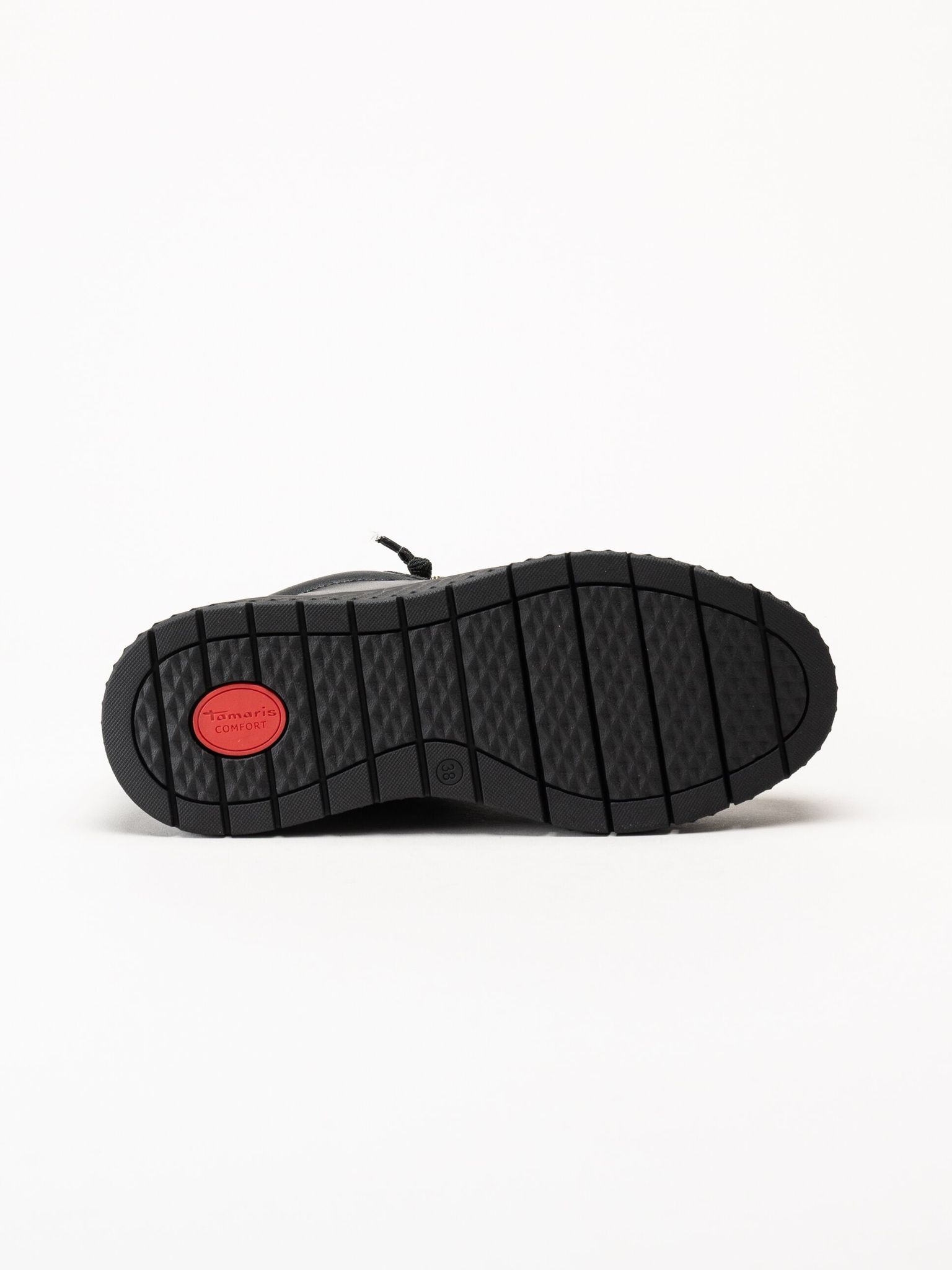 Tamaris - Svarta sneakers i skinn