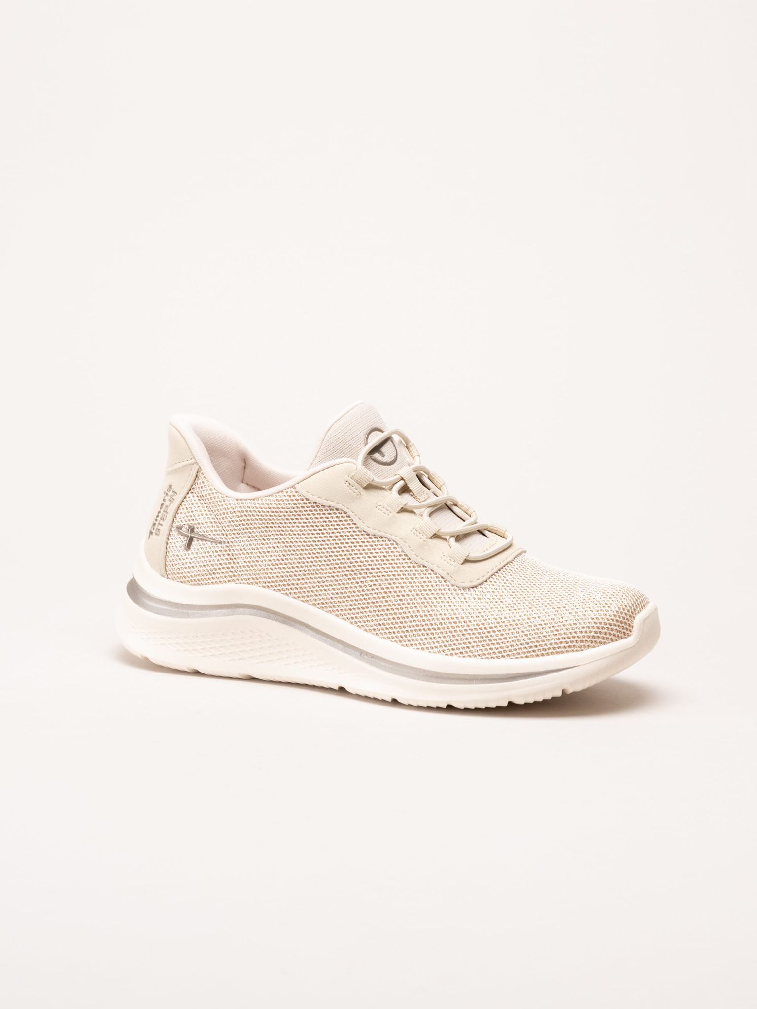 Tamaris - Wide fit - Beige sneakers i textil